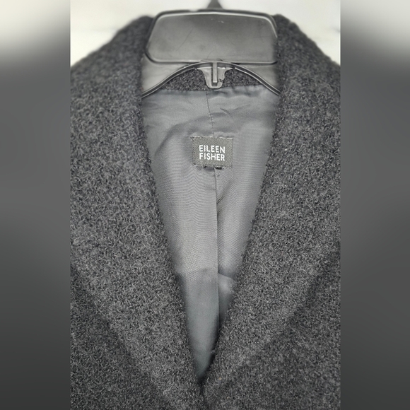 Eileen Fisher Wool Blend Black Coat Blazer - Picture 2 of 8